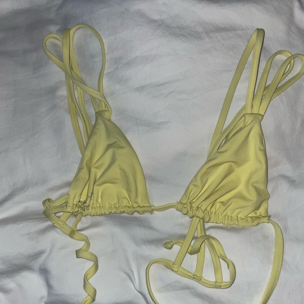 Frankie's Bikinis Yellow Triangle Bikini Top